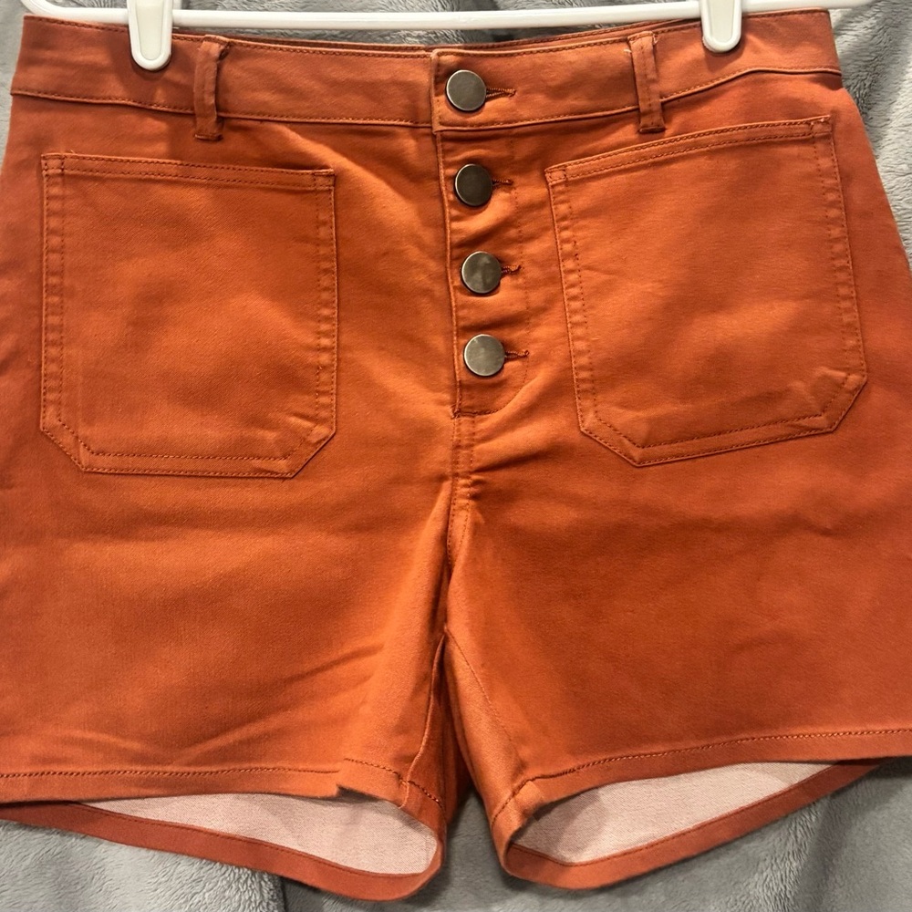 High Waist Women's Shorts in Rust Orange